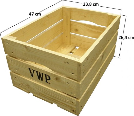 VWP Fietskrat Hout Naturel 40 Liter