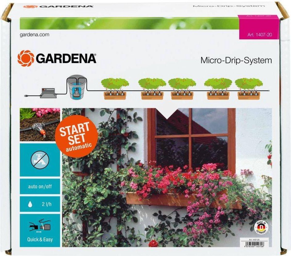 GARDENA Micro-Drip-System Set voor volautomatische bloembakbesproeiing - 1407-20