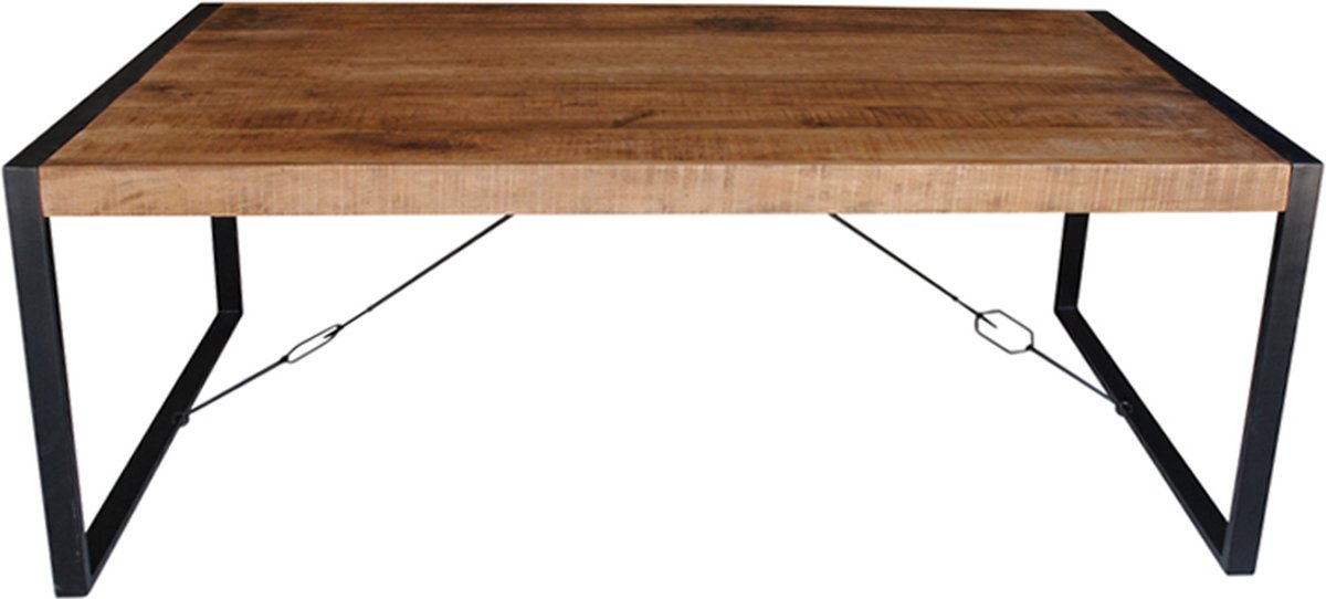 Livingfurn - Eetkamertafel Strong - U-poten - Mango Hout - 240x100 Cm - Zwart