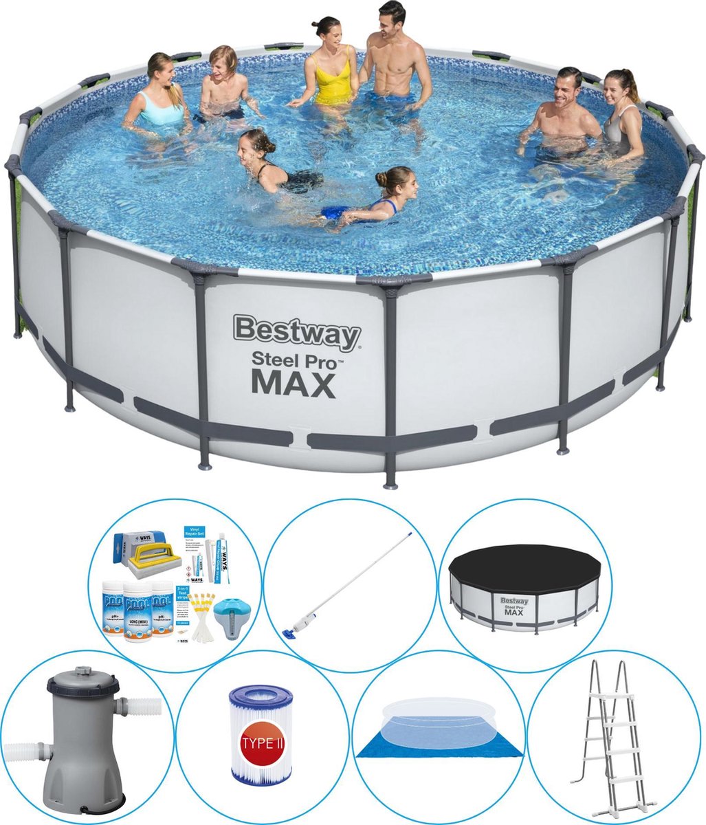 Bestway Steel Pro Max Rond 457x122 Cm - Zwembad Super Deal - Grijs