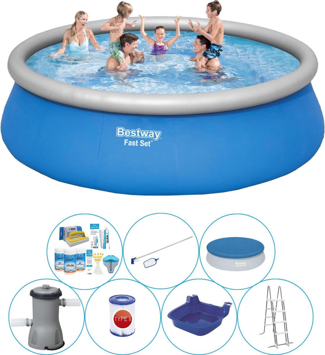 Bestway Fast Set Rond 457x84 Cm - Slimme Zwembad Deal - Blauw