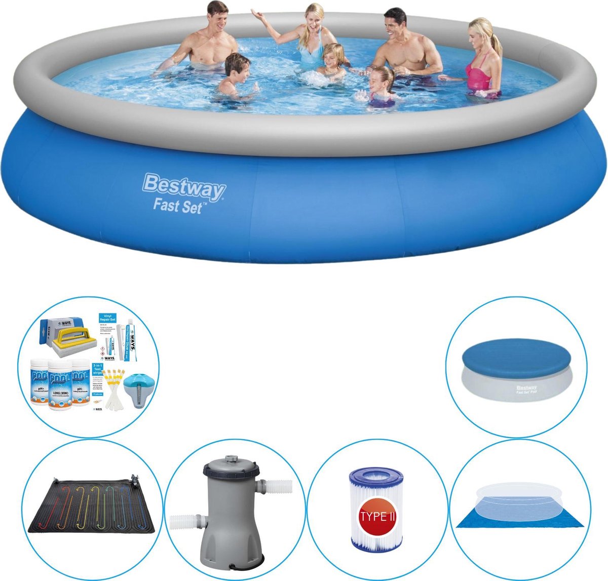 Bestway Fast Set Rond 457x84 Cm - Zwembad Combi Deal - Blauw