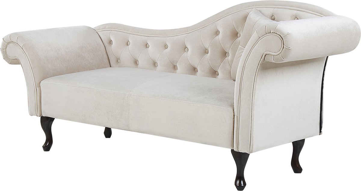 Beliani Lattes - Chaise Longue--fluweel - Beige