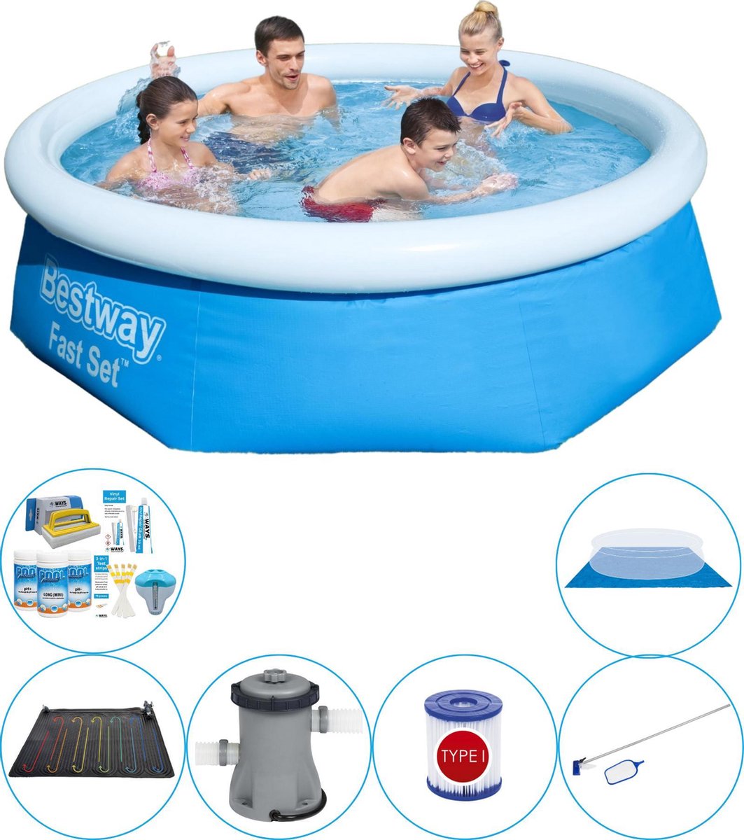 Bestway Fast Set Rond 244x66 Cm - 7-delig - Zwembad Met Accessoires - Blauw