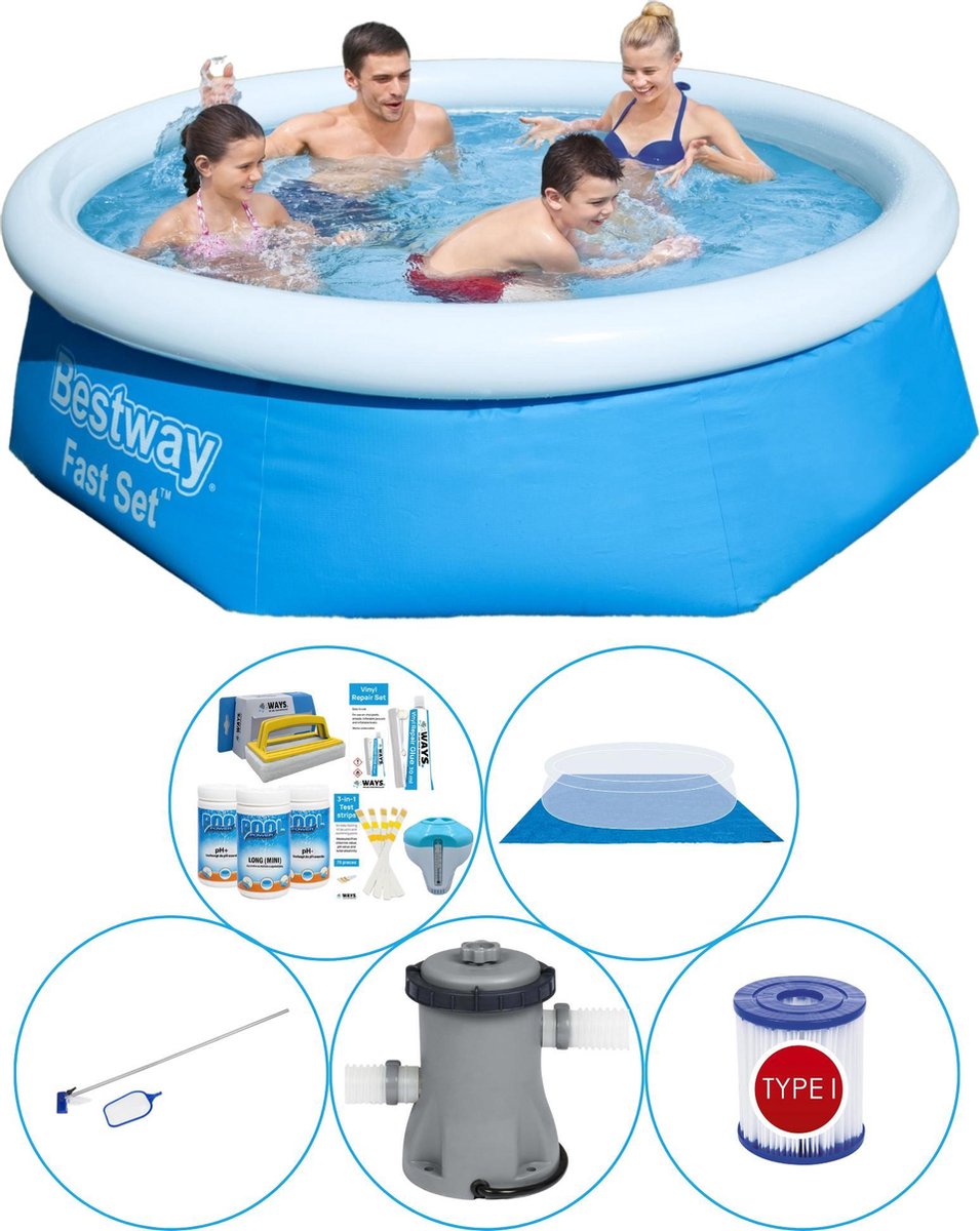 Bestway Fast Set Rond 244x66 Cm - 6-delig - Zwembad Pakket - Blauw