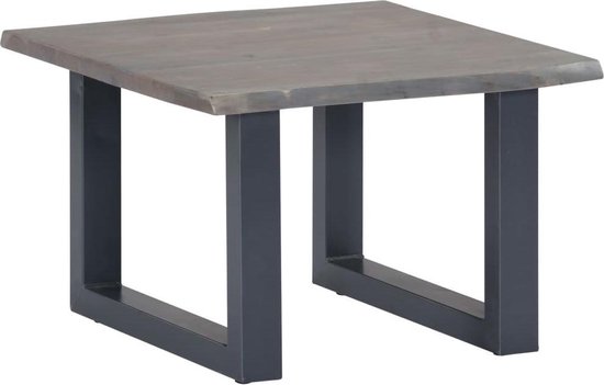 Vidaxl Salontafel Met Natuurlijke Randen 60x60x40 Cm Acaciahout - Grijs