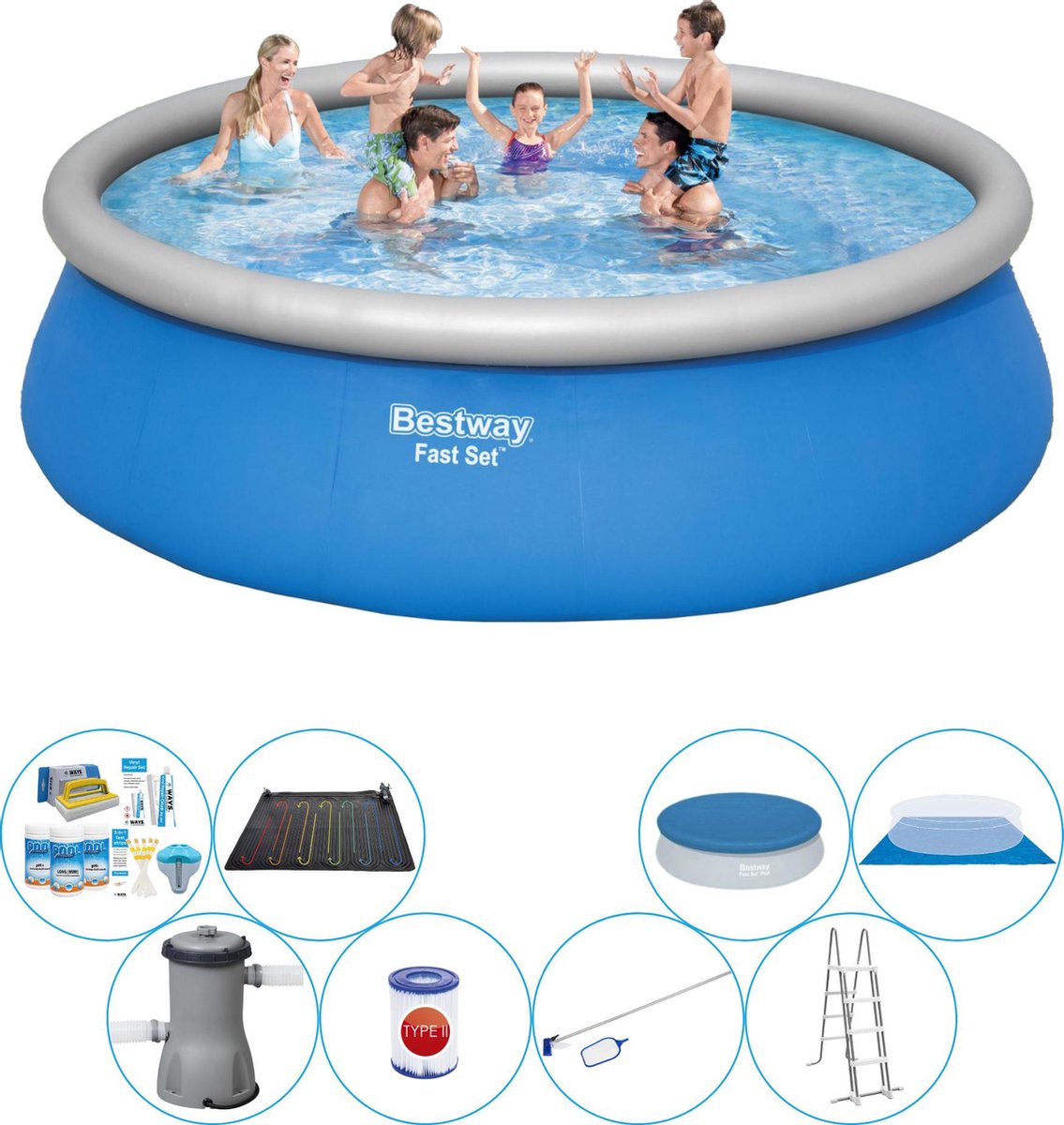 Bestway Fast Set Rond 457x84 Cm - Zwembad Met Accessoires - Blauw