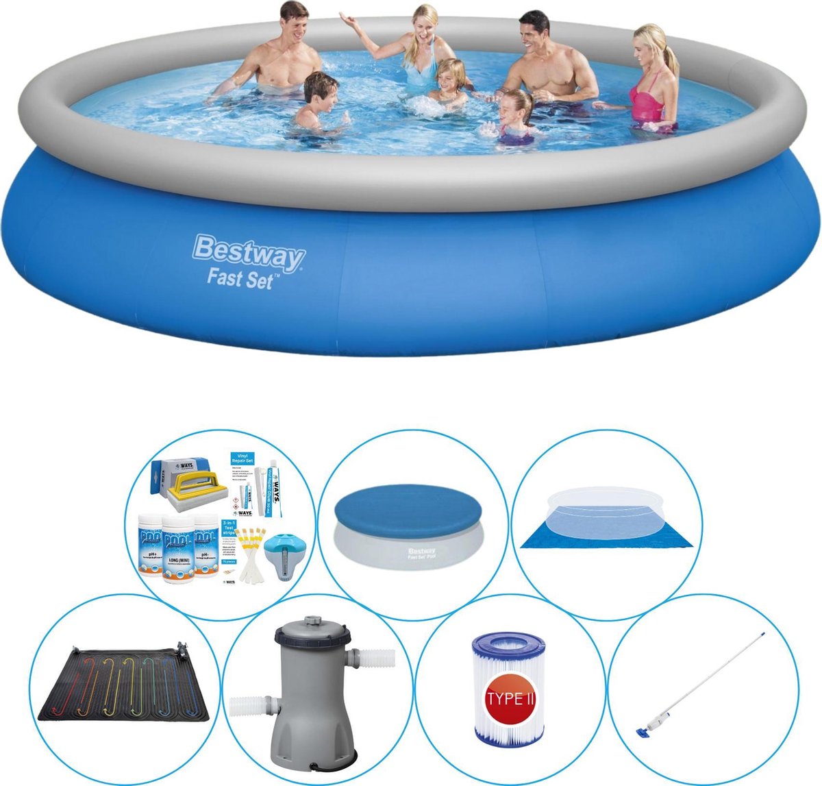 Bestway Fast Set Rond 457x84 Cm - Zwembad Set - Blauw