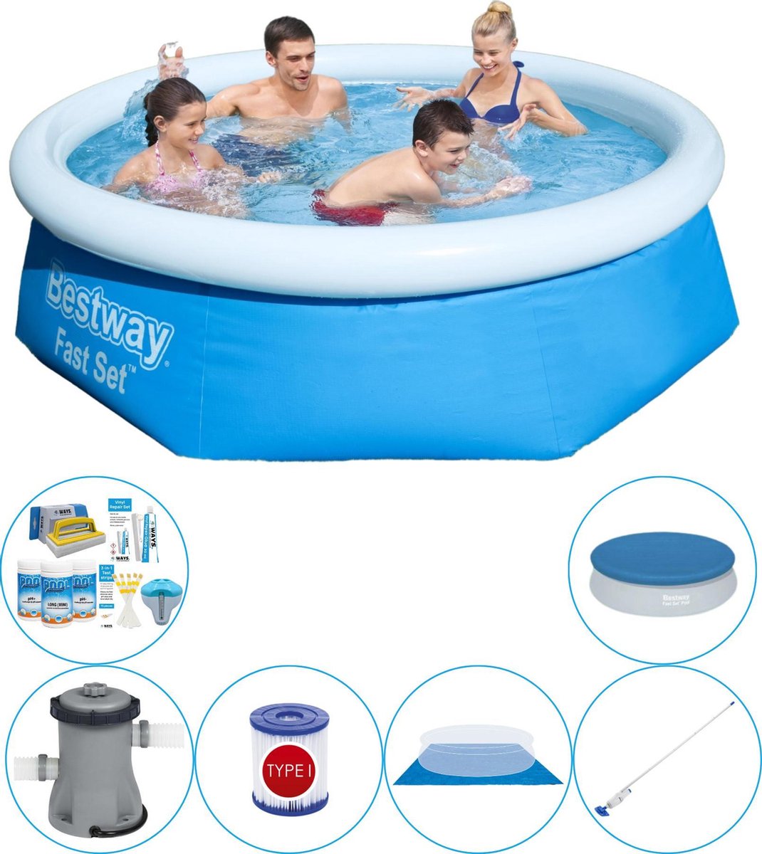 Bestway Fast Set Rond 244x66 Cm - Zwembad Super Deal - Blauw