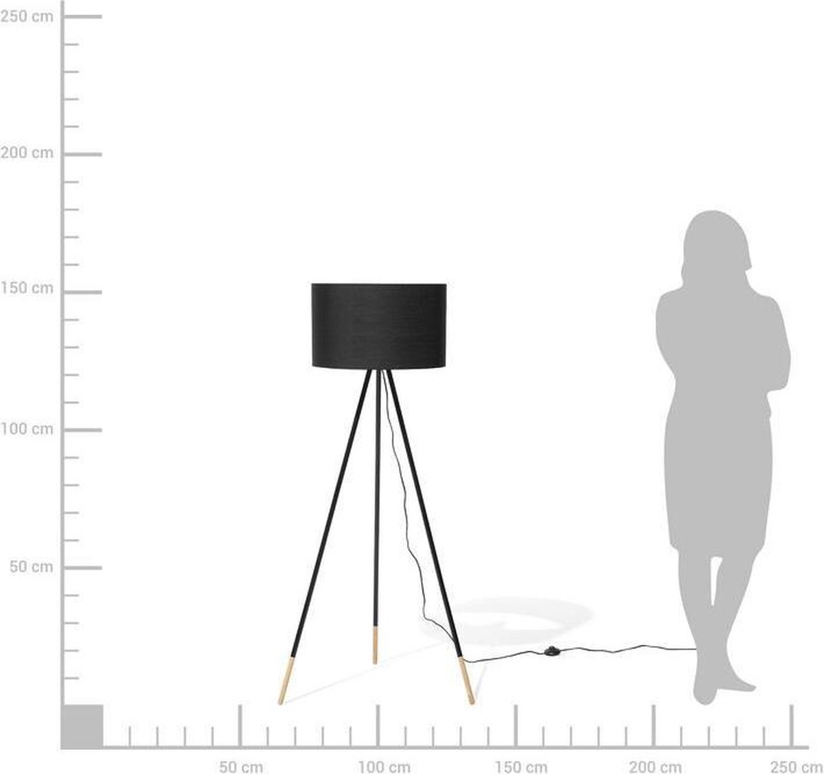 Beliani Tobol Staande Lamp Metaal 60 X 60 Cm - Zwart