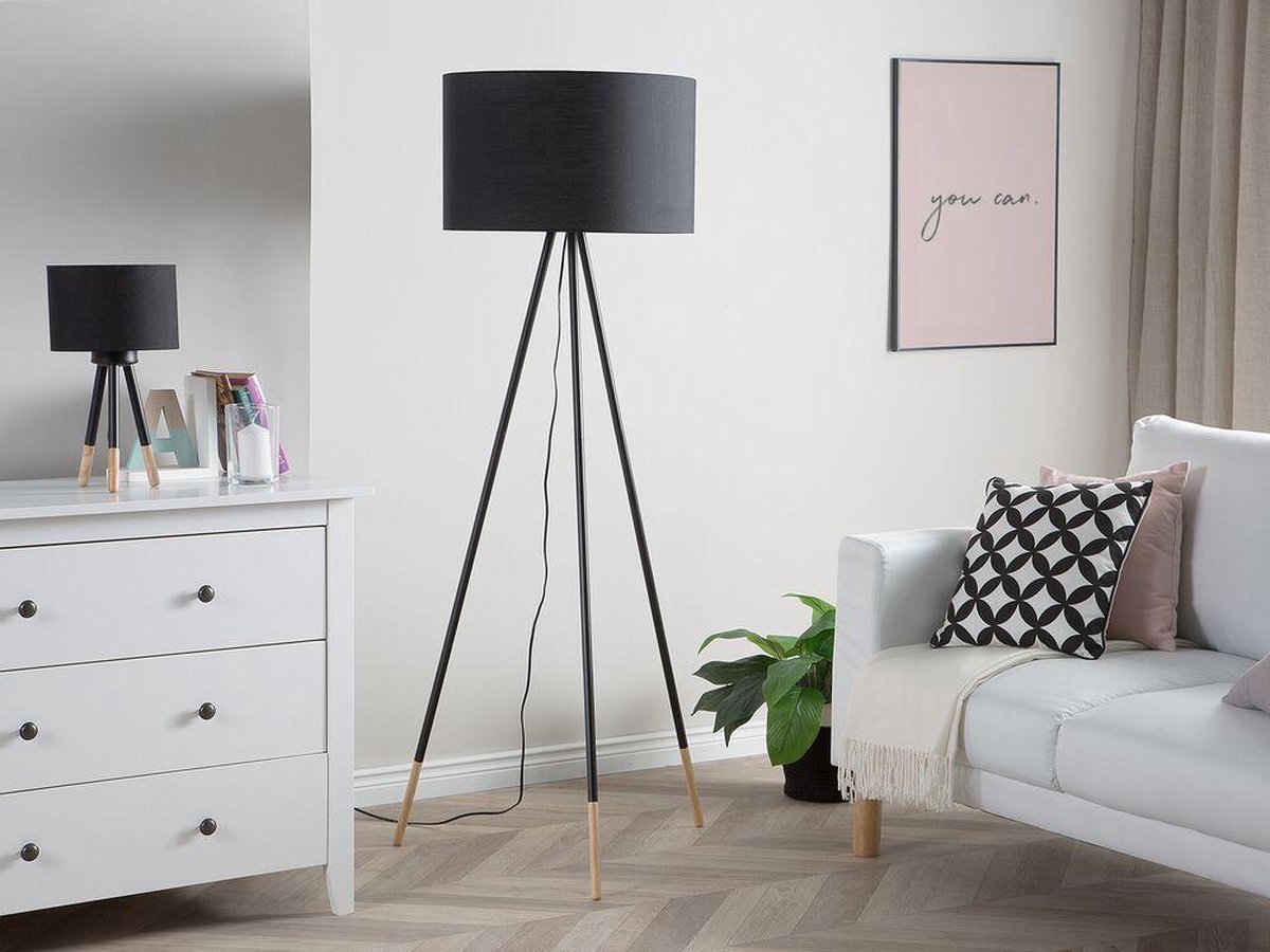 Beliani Tobol Staande Lamp Metaal 60 X 60 Cm - Zwart