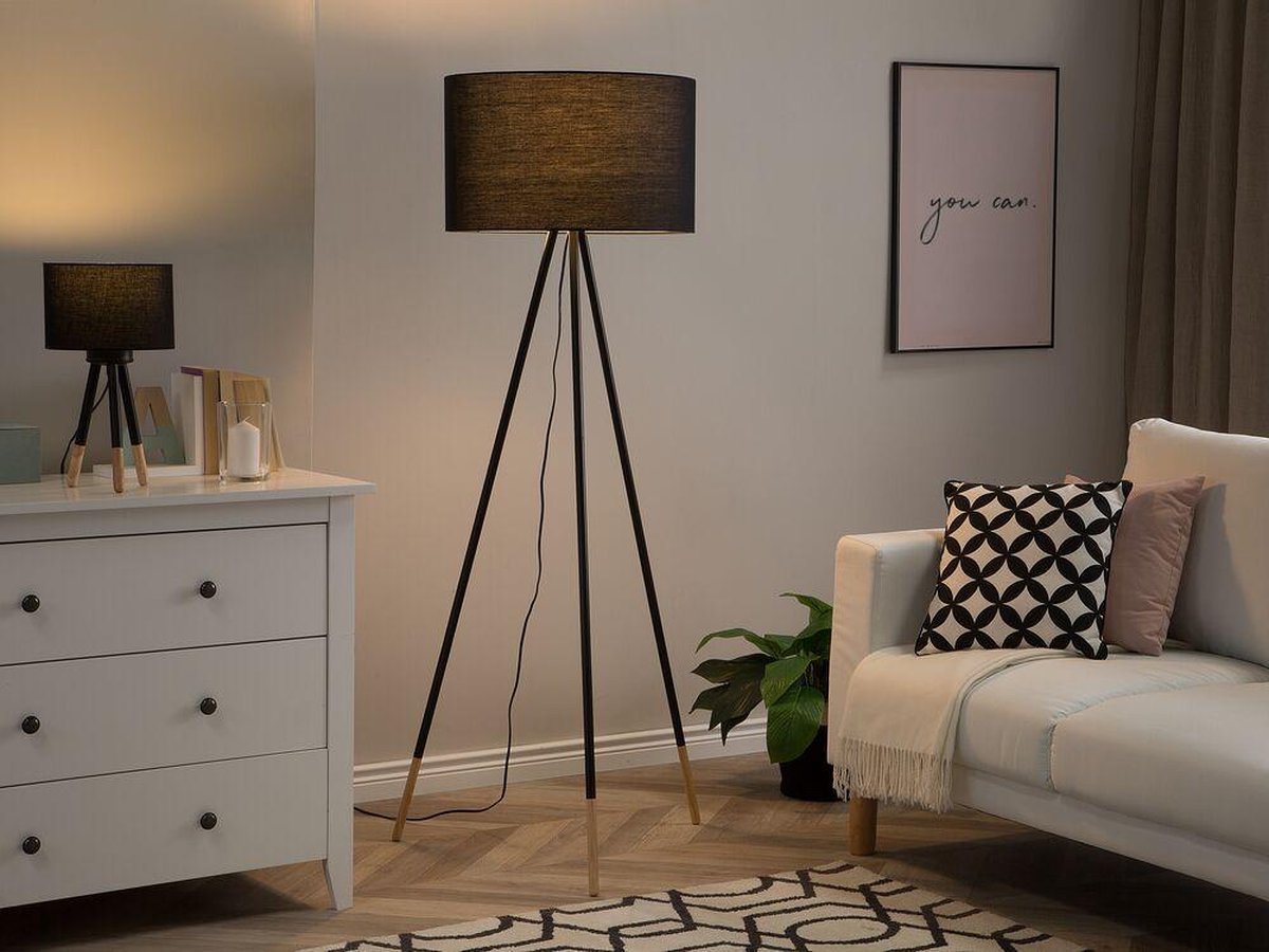 Beliani Tobol Staande Lamp Metaal 60 X 60 Cm - Zwart