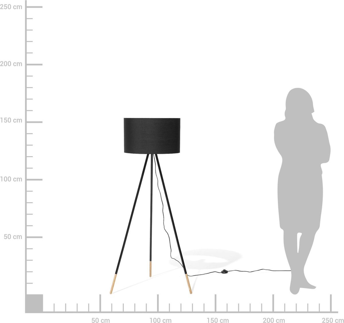 Beliani Tobol Staande Lamp Metaal 60 X 60 Cm - Zwart