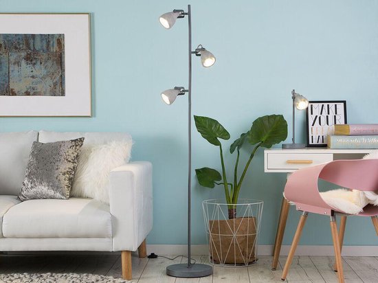 Beliani Mistago Staande Lamp Staal 28 X 28 Cm - Grijs