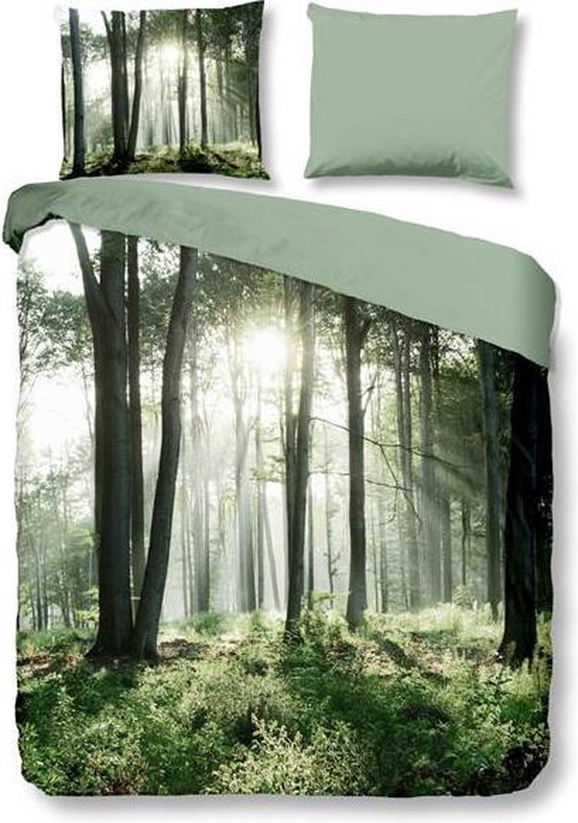 Snoozing Forest Flanel Dekbedovertrek - Lits-jumeaux (260x200/220 Cm + 2 Slopen) - Flanel - Green - Groen