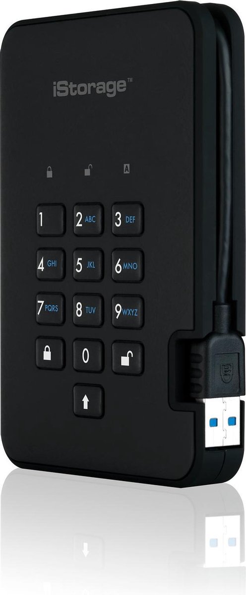 iStorage diskAshur 2 externe harde schijf 3000 GB - Zwart