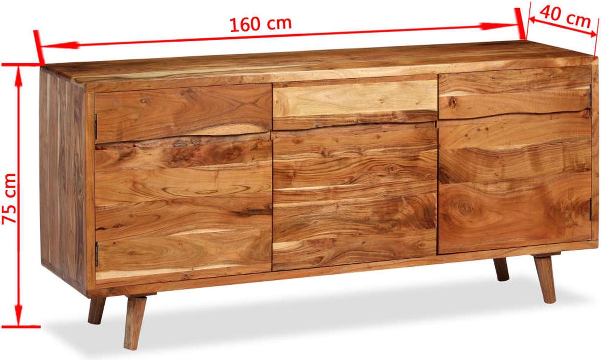 Vidaxl Dressoir Met Bewerkte Deuren 160x40x75 Cm Massief Hout - Bruin
