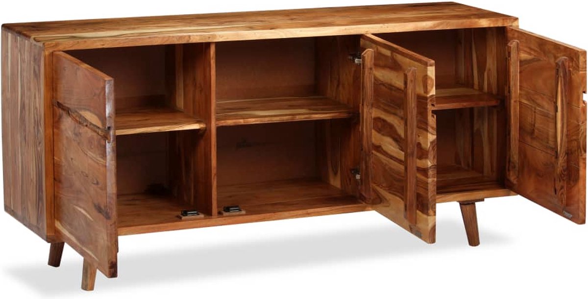 Vidaxl Dressoir Met Bewerkte Deuren 160x40x75 Cm Massief Hout - Bruin