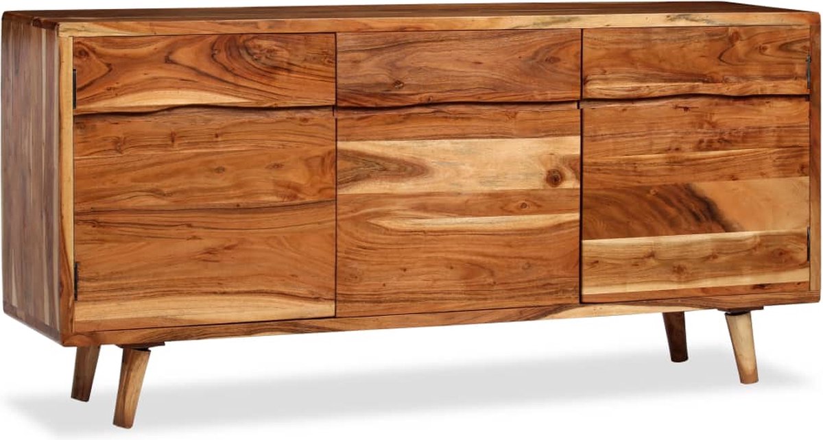 Vidaxl Dressoir Met Bewerkte Deuren 160x40x75 Cm Massief Hout - Bruin