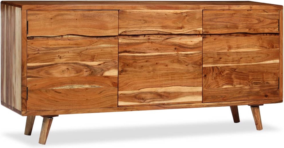 Vidaxl Dressoir Met Bewerkte Deuren 160x40x75 Cm Massief Hout - Bruin