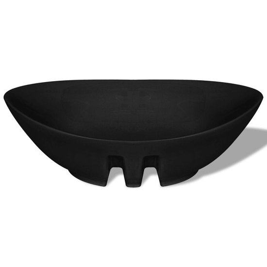 Vidaxl Wastafel Met Overloop Ovaal Keramiek 59 X 38,5 Cm - Zwart