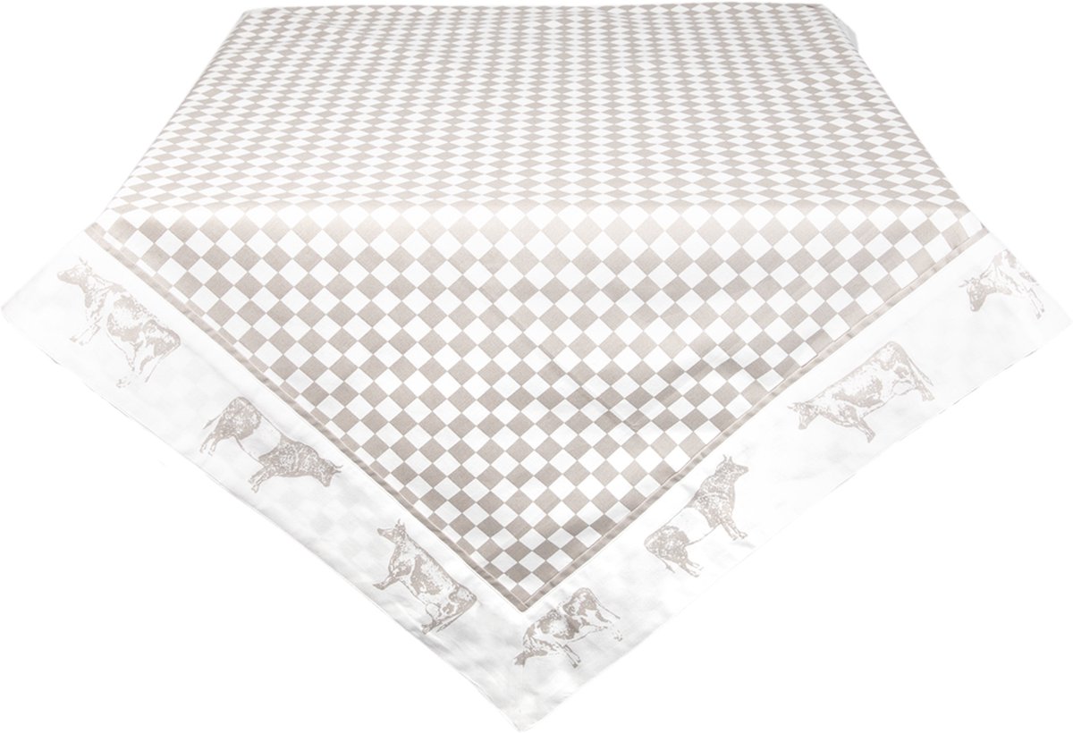 Clayre & Eef Tafelkleed 150*250 Cm Natuur 100% Katoen Koeien Lwc05n - Beige