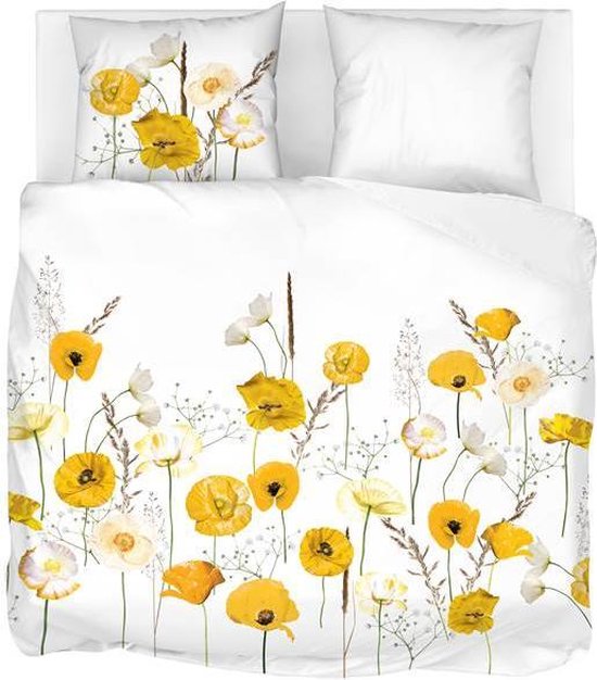 Snoozing Yellow Poppy Dekbedovertrek - 2-persoons (200x200/220 Cm + 2 Slopen) - Katoen - - Geel