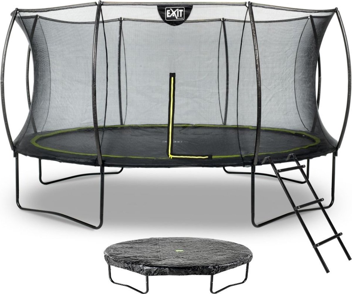 EXIT Toys Exit - Trampoline Met Veiligheidsnet, Afdekhoes En Ladder - Op Poten - Silhouette - Rond - ø427cm - Zwart