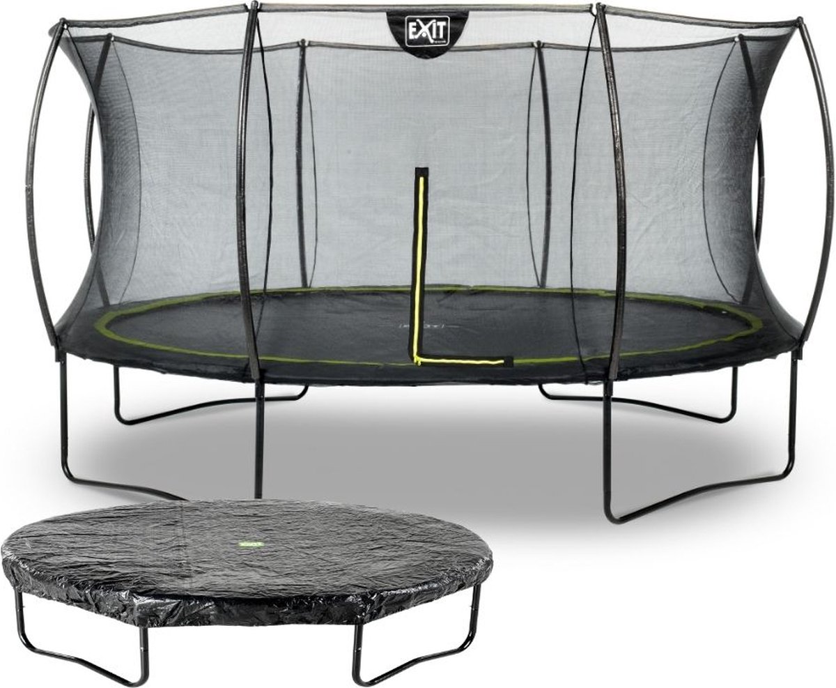 EXIT Toys Exit - Trampoline Met Veiligheidsnet En Afdekhoes - Op Poten - Silhouette - Rond - ø427cm - Zwart