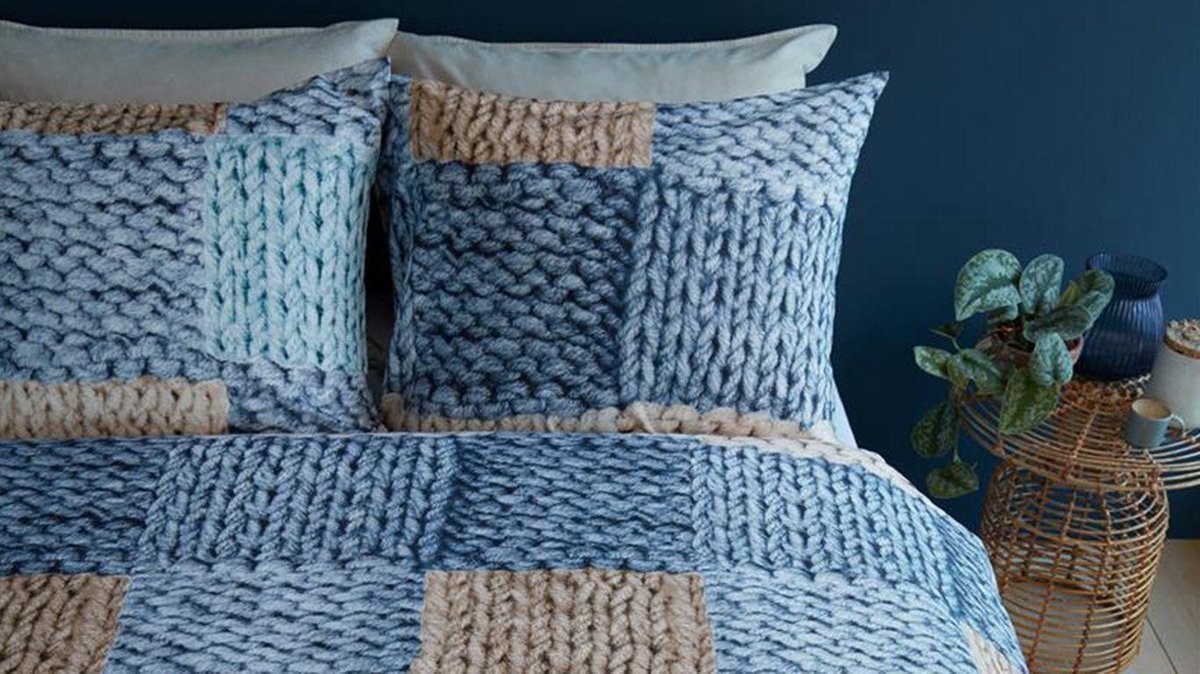 Ariadne at Home Wool Shades Dekbedovertrek - 1-persoons (140x200/220 Cm + 1 Sloop) - Katoen - - Blauw