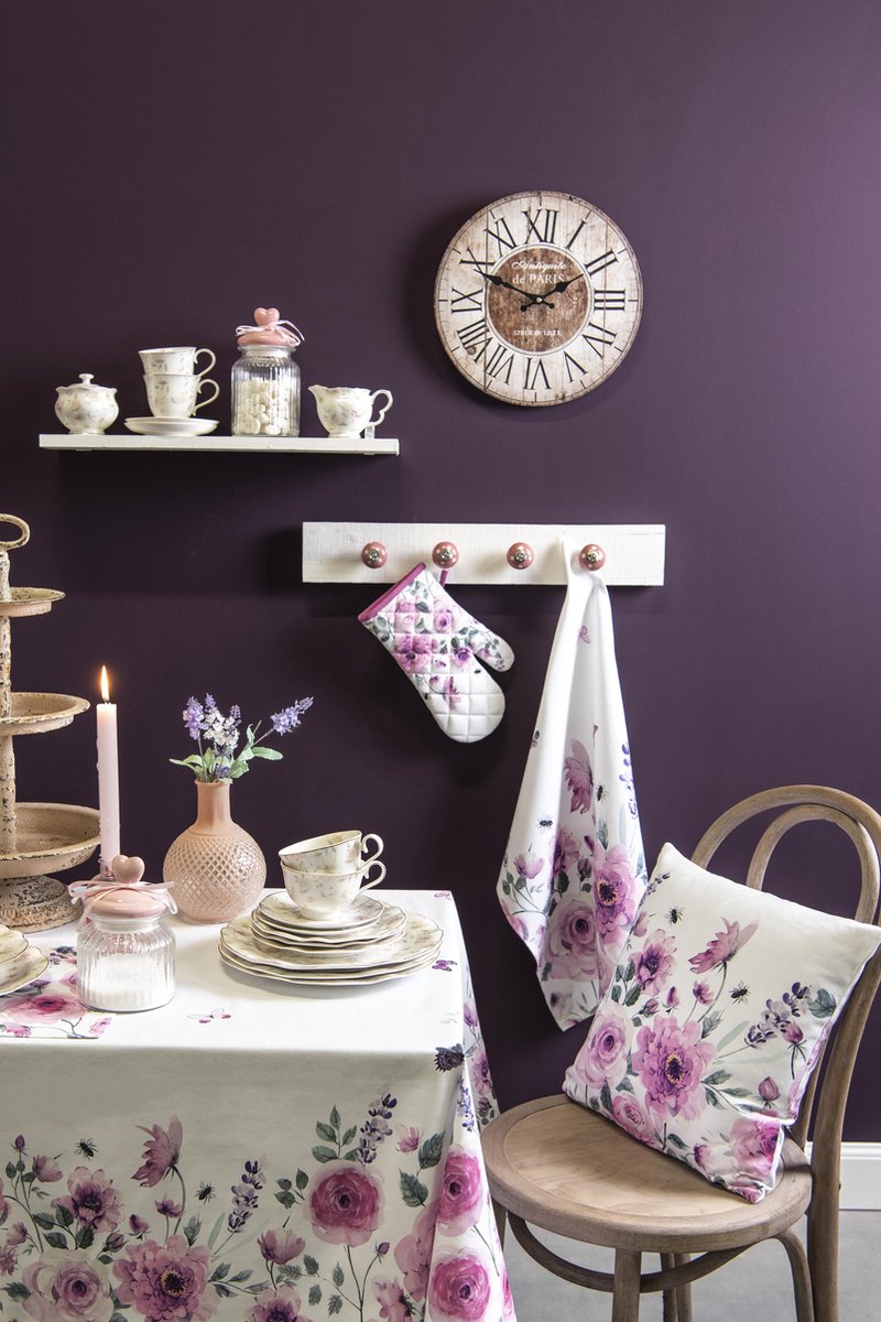 Clayre & Eef Tafelkleed 100*100 Cm Pink 100% Katoenn Rbu01 - Roze