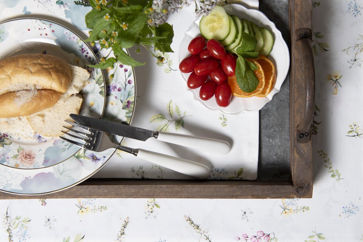 Clayre & Eef Tafelkleed 130x180 Cm - Wit