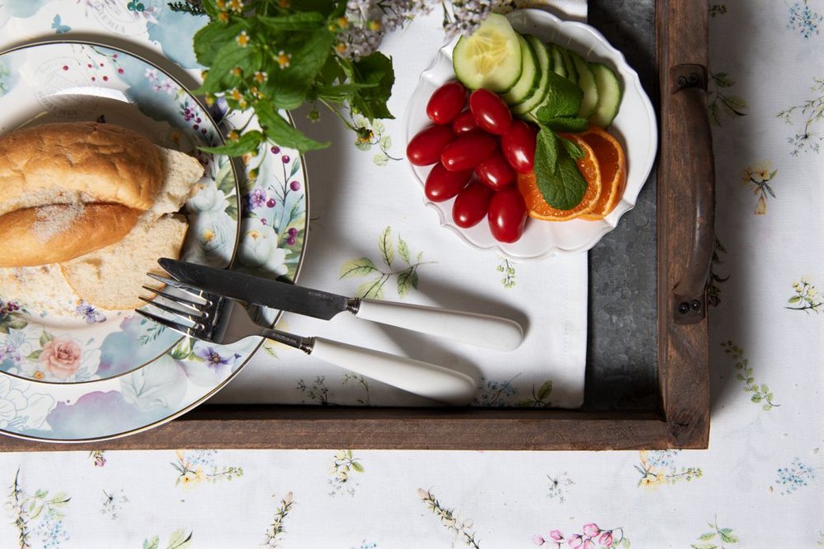 Clayre & Eef Tafelkleed 130x180 Cm - Wit