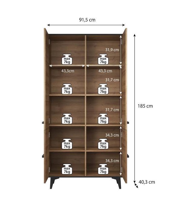 Meubella - Kast Frey - Licht Eiken 91 Cm - Bruin