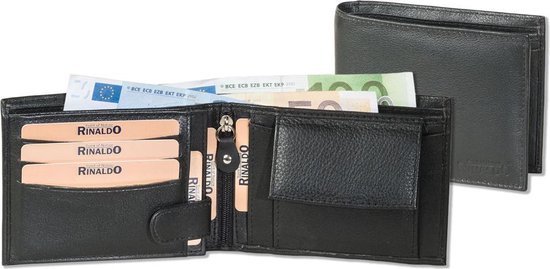 Rinaldo Leren Mannen Portemonnee Billfold Rfid Nappa Leer - Zwart