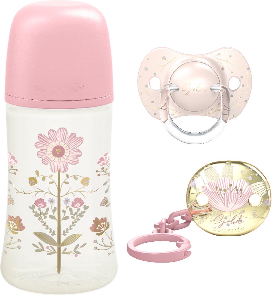 Suavinex Giftset Gold Pink 3-delig