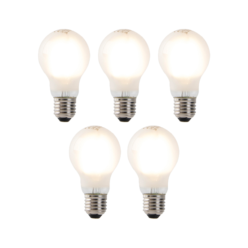 Set van 5 E27 LED filament lampen A60 mat glas 4W 450 lm 2700K