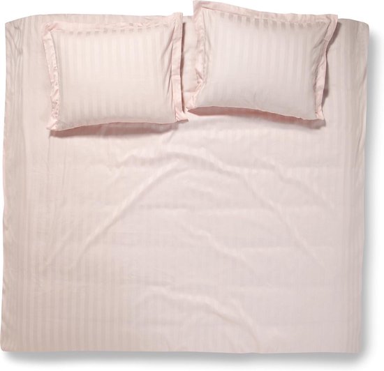 Damai Linea Dekbedovertrek - 2-persoons (200x200/220 Cm + 2 Slopen) - Katoen Satijn - Blush - Roze