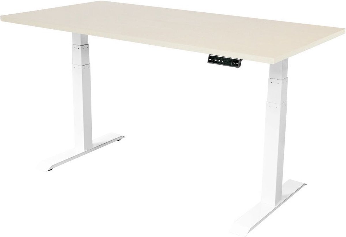 IVOL Elektrisch Verstelbaar Bureau - 140x80 Cm - Dual Motor - / Licht Eiken - Wit