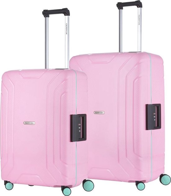 Carry On Steward Tsa Kofferset - 2 Delige Trolleyset - Met Vaste Sloten - Licht - Roze