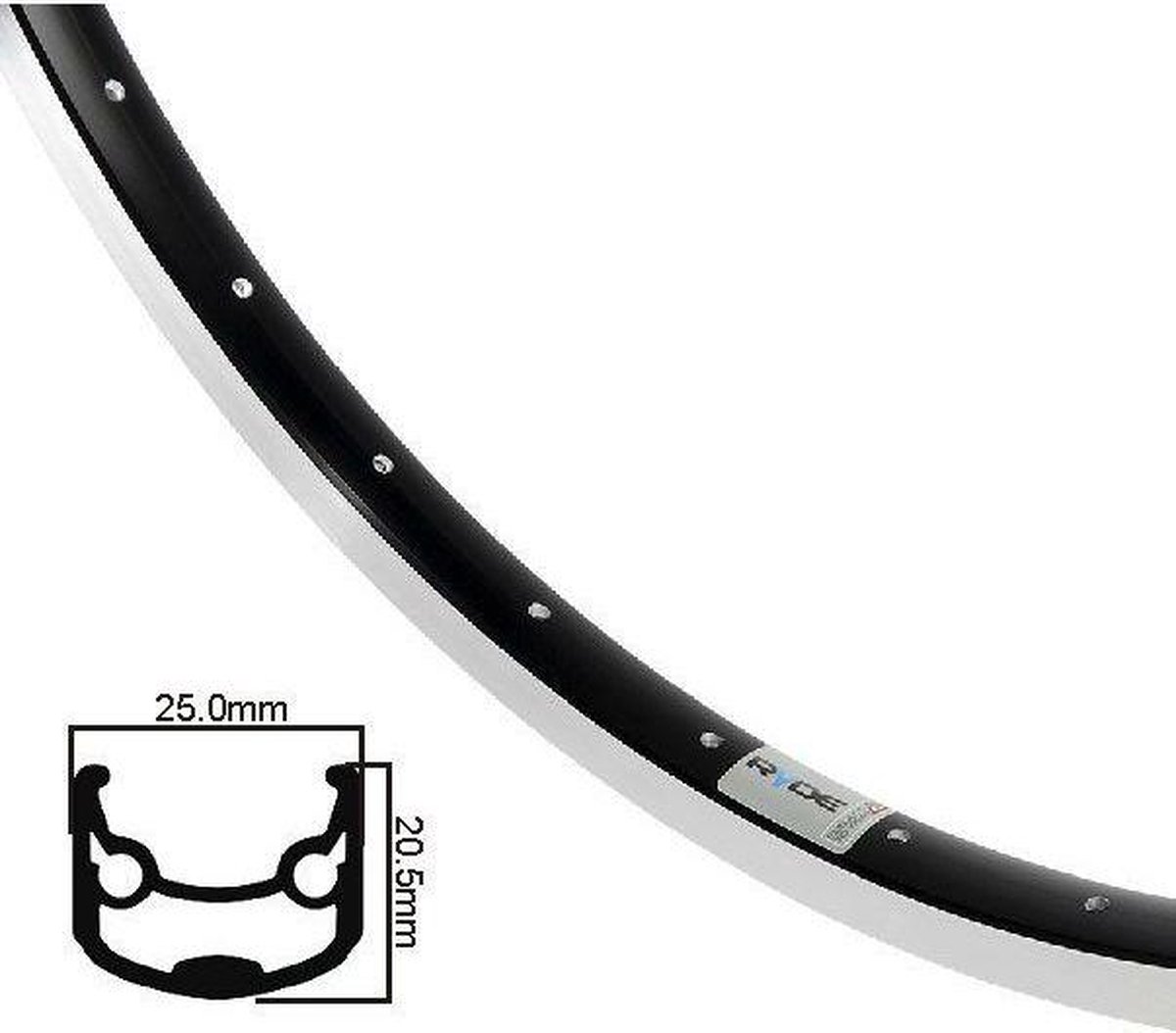 Ryde Velg Andra 30 28 Inch (622 X 19c) 36g Matzwart - Silver