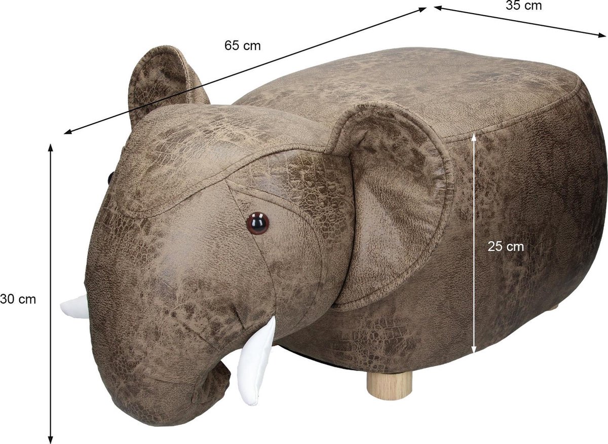 Home&Styling Kruk Olifant-vorm 64x35 Cm - Grijs