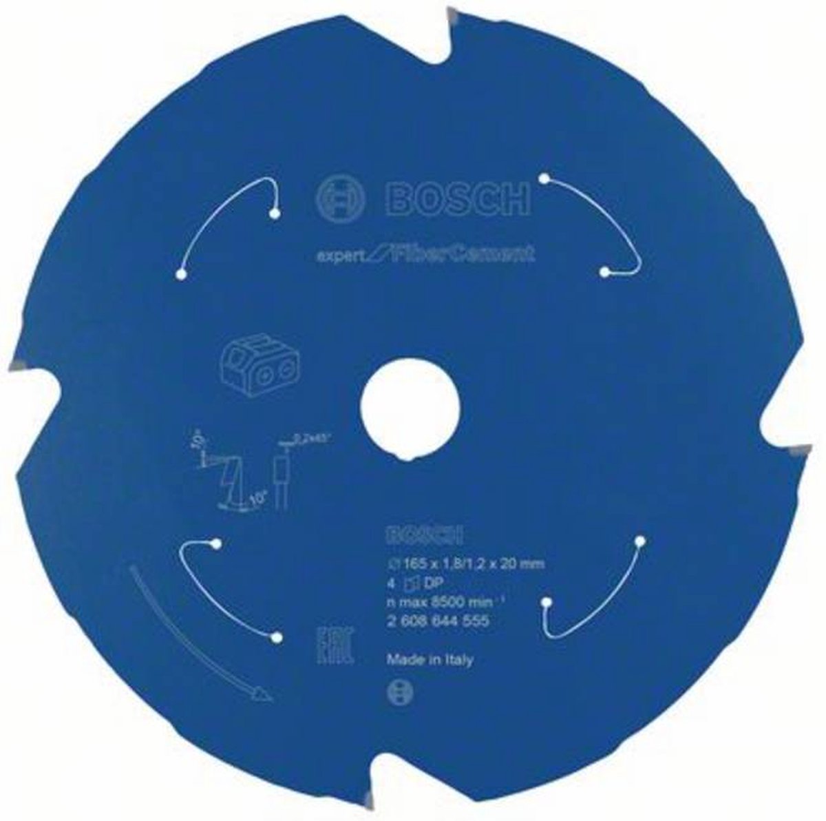 Bosch Hoja de sierra circular OD 165mm Z.4 TCG taladrado 20mm ancho de corte 1,8mm HM