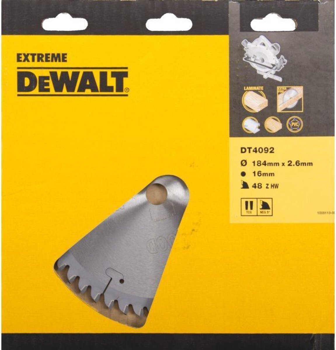 DeWalt Stanley Black&deck - DT4092-QZ - HOJA PARA SIERRA CIRCULAR PORTÁTIL 184X16MM 48D