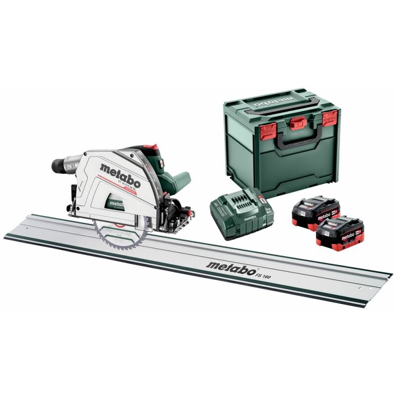 Metabo ® - Juego de sierra circular de bata de batería 18V KT 18 LTX 66 BL | 2x batería 8.0 AH + Guía Rail FS 160