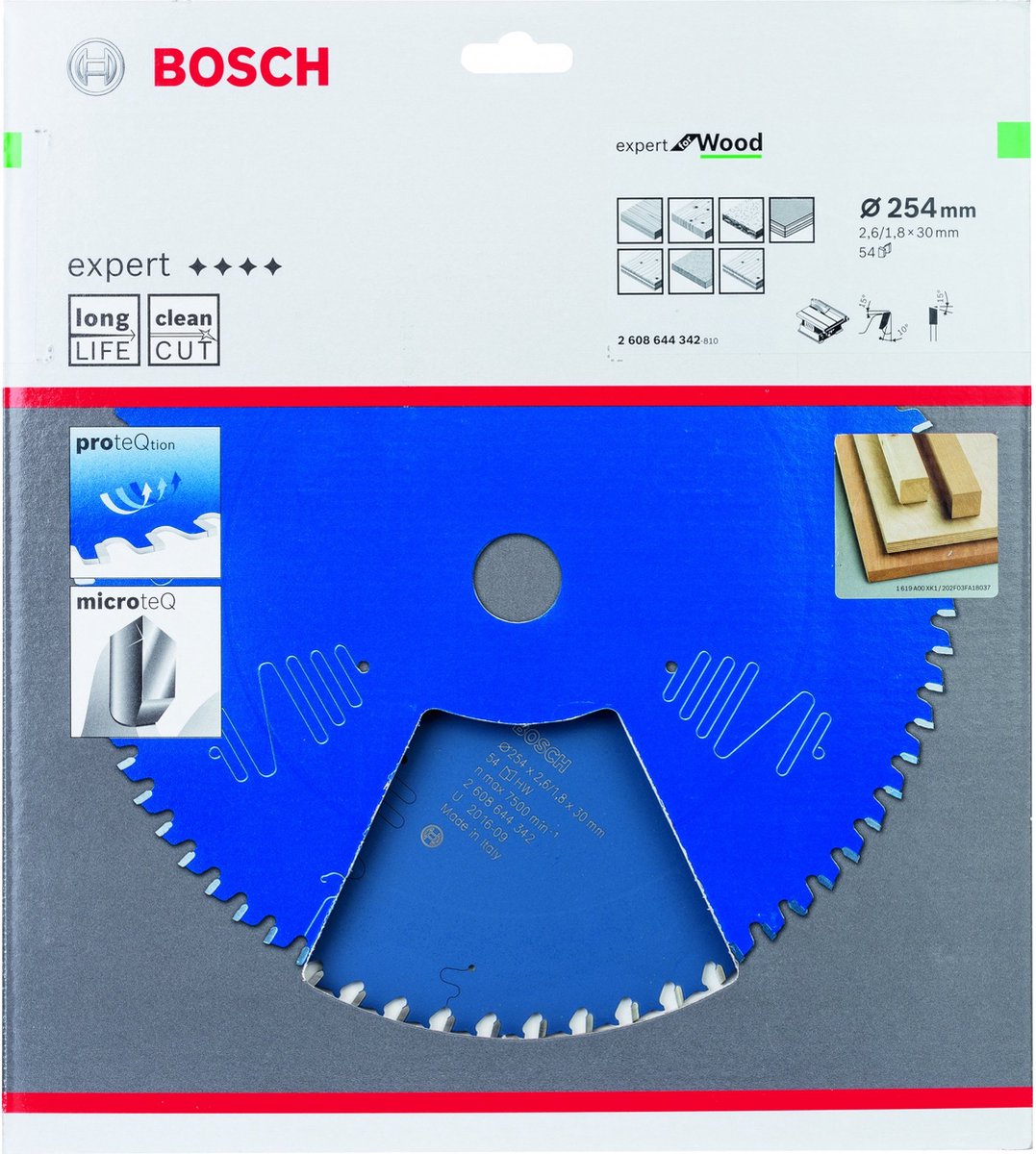 Bosch - Ø 254x30mm Hoja de sierra circular para madera 54 dientes