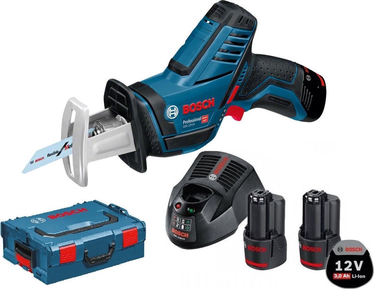 Bosch - Sierra Sable GSA 12V-14 (2 x 3,0 Ah + GAL12V-40 + L-Boxx 102)