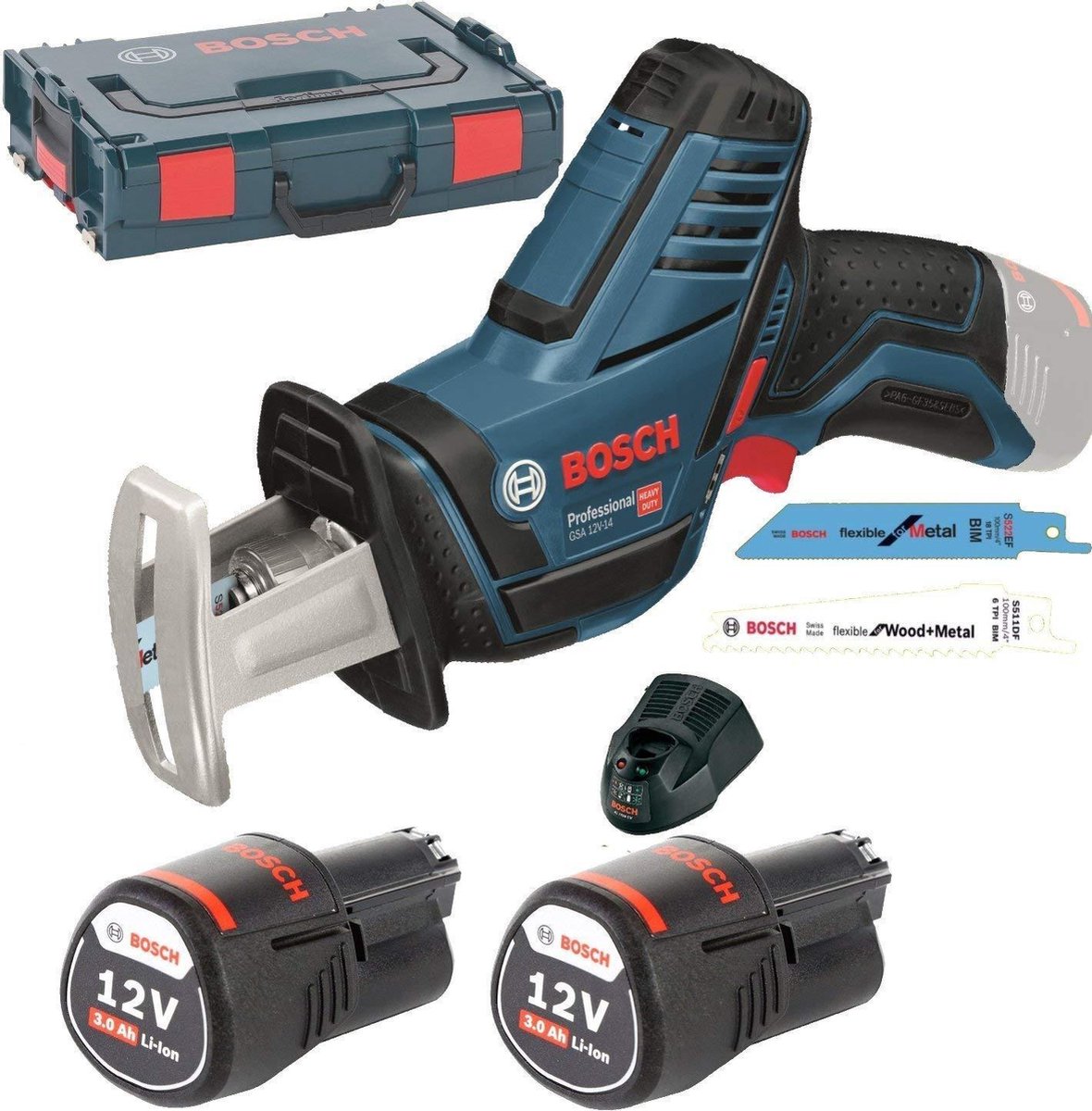 Bosch - Sierra Sable GSA 12V-14 (2 x 3,0 Ah + GAL12V-40 + L-Boxx 102)