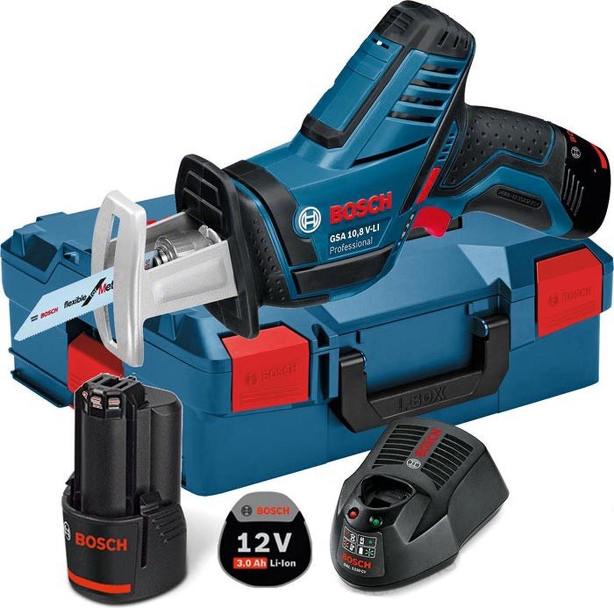 Bosch - Sierra Sable GSA 12V-14 (2 x 3,0 Ah + GAL12V-40 + L-Boxx 102)
