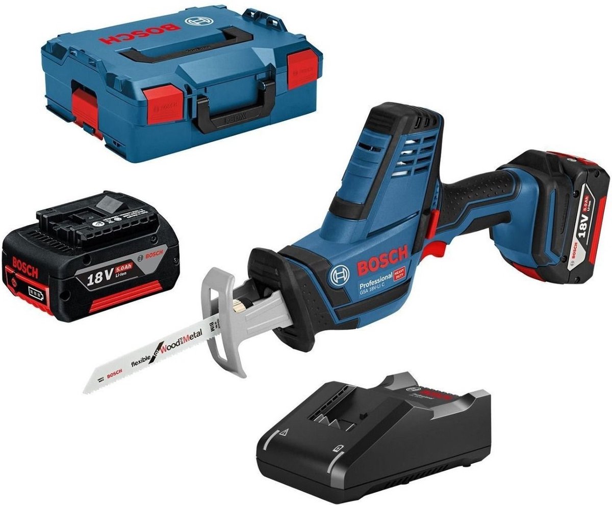 Bosch - Batería Sabre Saw GSA 18 V-LI C con 2 x 5.0 AH batería L-boxx